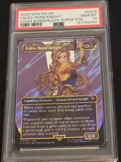 MTG Celes, Rune Knight 0209 Char Borderless Surge Foil Mythic PSA 10 - Image 1