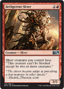 Belligerent Sliver x3 2015 Core M15 MtG NM pack-fresh - Image 1