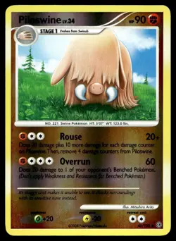 Piloswine 46/100 Pokemon Card Stormfront Uncomn Rev Holo 90 HP Near Mint I19 - Image 1
