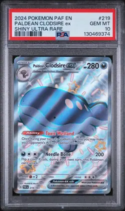 PSA 10 PALDEAN CLODSIRE EX SHINY ULTRA RARE #219 2024 POKEMON PALDEAN FATES EN - Image 1