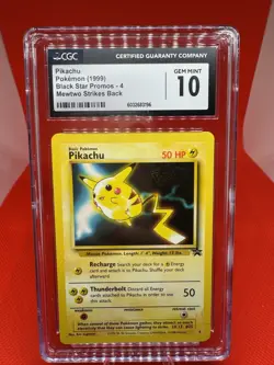 CGC 10 GEM MINT Pikachu 4 WB Stamped Movie Promo WOTC 1999 Pokemon Mew Strkes Bk - Image 1