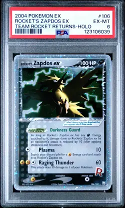 2004 POKEMON EX TEAM ROCKET RETURNS #106 ROCKET'S ZAPDOS EX-HOLO PSA 6 - Image 1