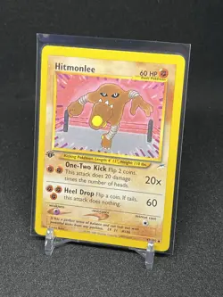 Pokemon TCG Hitmonlee First Edition Neo Destiny #42/105 LP Non Holo Uncommon - Image 1
