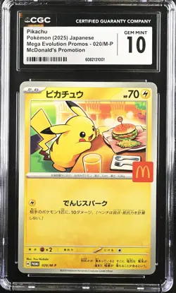 CGC 10 Graded Pokemon Pikachu 020/m-p Mcdonald's Promotion Japanese - Image 1