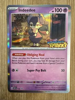 Indeedee SVP154 Prerelease Black Star Promo Holo Surging Sparks Pokemon Card NM - Image 1