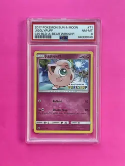 PSA 8 Jigglypuff Build A Bear Pokemon Graded Trading Card 71/111 2017 NM-MT - Image 1