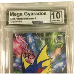 2024 Pokemon Card Database 2 Cracked Ice Mega Gyarados VGS 10 Gem Mint Graded - Image 2