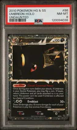 2010 POKEMON UNDAUNTED UMBREON PRIME #86 ULTRA RARE HOLO PSA 8 NM - Image 1