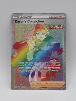 Pokemon TCG Karen’s Conviction 216/198 Chilling Reign Rainbow Secret Holo - Image 1