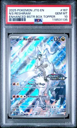 2025 POKEMON JTG EN-JOURNEY TOGETHER #167 N'S RESHIRAM PSA 10 - Image 1