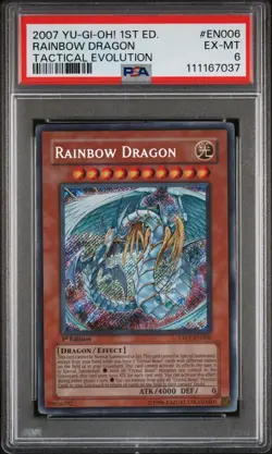 2007 Yu-Gi-Oh! Rainbow Dragon Tactical Evolution TAEV 1st Edition Secret PSA 6 - Image 1