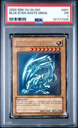 2002 YU-GI-OH! STARTER DECK: KAIBA #001 BLUE-EYES WHITE DRAGON PSA 1 - Image 1