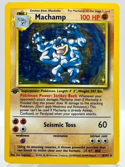 Machamp 8/102 Base Set Holo 1st Edition Holo Rare 1999 Vintage Pokemon TCG Card - Image 1