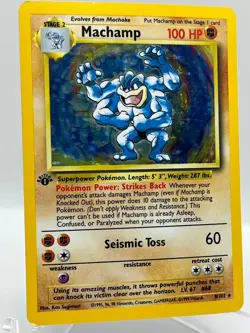 Machamp 8/102 Base Set Holo 1st Edition Holo Rare 1999 Vintage Pokemon TCG Card - Image 2