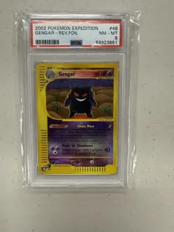 2002 POKEMON EXPEDITION #48/165 GENGAR REVERSE FOIL PSA 8 Low Pop - Image 1
