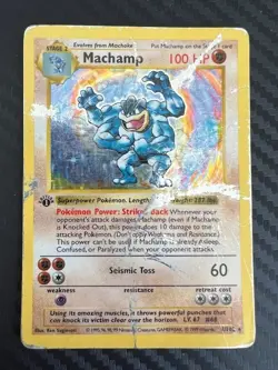 Pokemon TCG Machamp Shadowless Base Set 8/102 1st Edition Holo Rare DMG - Image 1