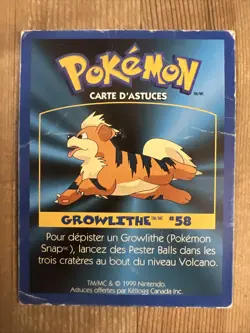 Pokemon Nintendo Kelloggs Tip Card 1999 Growlithe # 58 DMG - Image 2