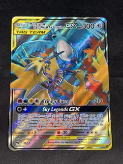Moltres Zapdos Articuno GX Tag Team 66/68 Hidden Fates Full Art Pokemon Card - Image 1
