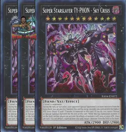 Yugioh! 3x Super Starslayer TY-PHON Sky Crisis RA04-EN072 Secret Rare 1st Ed NM - Image 1