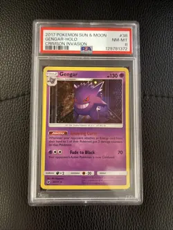 2017 POKEMON CARD SUN & MOON CRIMSON INVASION #38 GENGAR-HOLO PSA 8 - Image 1
