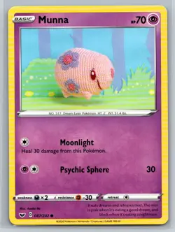 Munna #087/202 SWSH01: Sword & Shield Base Set Common - Pokemon Cards E10 - Image 1