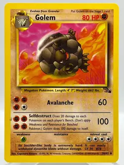 Golem 36/62 Fossil Unlimited Non Holo WotC 1999 Vintage Pokemon TCG Card - Image 1