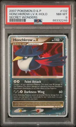 2007 Pokemon Dp Secret Wonders Honchkrow Lv. X #132 PSA 8 NM - Image 1