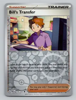 Reverse Holo Bill's Transfer #156/165 Uncommon SV: Scarlet & Violet 151 Pokemon - Image 1