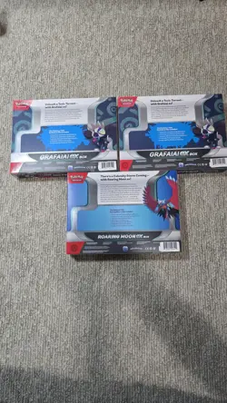 Pokemon Sealed Product Bundle 2X Grafaiai ex Box & 1X Roaring Moon Box - Image 5