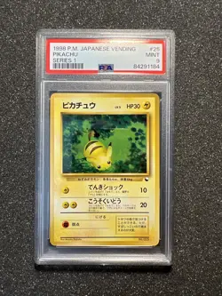 1998 Pokemon Japanese PIKACHU #25 Vending Series 1 GRADED MINT - PSA 9 - B - Image 1