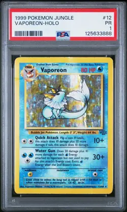PSA 1 PR 1999 Pokemon Jungle Vaporeon 12/64 Holo Foil Rare WOTC Vintage - Image 1
