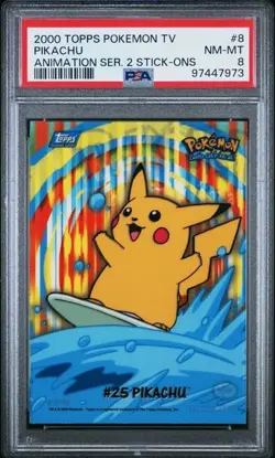 2000 Topps Pokemon TV -Pikachu- Animation Series 2 Stick-Ons #8 PSA 8 - Image 1