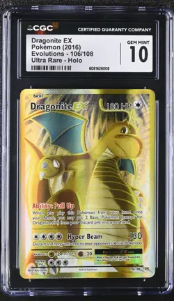Pokemon XY Evolutions Dragonite EX 106/108 Full Art Ultra Rare PSA CGC 10 - Image 1