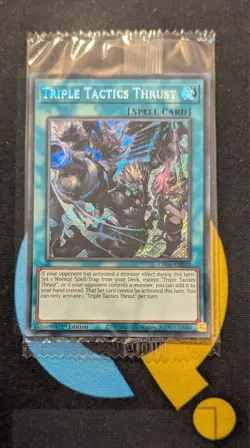CH01-EN030 Triple Tactics Thrust Alt Art Secret Rare 1st Ed YuGiOh Sealed - Image 1