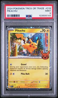 2024 POKEMON TRICK OR TRADE #018 PIKACHU STAMPED PSA 9 LOW POPULATION! - Image 1