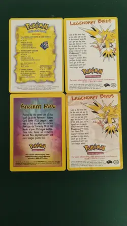 Lot of 4 LEGENDARY BIRDS Ancient Mew Detail Questions POKEMON 2000 Trading Cards - Image 1