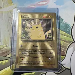 Pikachu Gold Metal Card 58/102 Celebrations 25th Anniversary Pokemon TCG damaged - Image 1