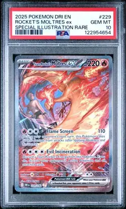 2025 POKEMON DRI SPECIAL ILLUSTRATION RARE TEAM ROCKET'S MOLTRES EX PSA 10 - Image 1