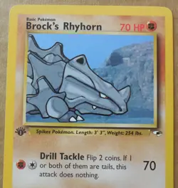 Brock's Rhyhorn 70/132 1st Edition Common Non-Holo Gym Heroes Pokemon LP - Image 2