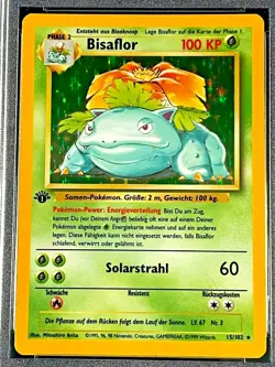 🔥👀📈 1999 Pokemon German Venusaur (Bisaflor) 1st Edition Holo #15 PSA NM-MT 8! - Image 2
