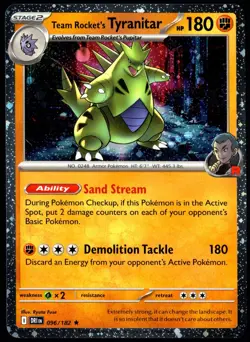 Pokemon Team Rocket's Tyranitar 096/182 Destined Rivals Cosmos Holo Promo - NM - Image 1