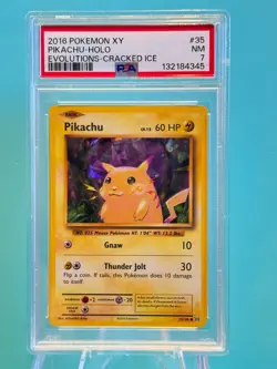 2016 Pokemon - XY Evolutions Cracked Ice Holo - Pikachu 035/108 - PSA 7 - Image 1