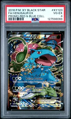 2016 POKEMON XY BLACK STAR PROMO RED & BLUE COLL FULL ART/VENUSAUR EX PSA 4 - Image 1