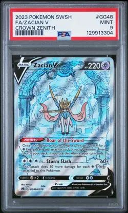 Zacian V Full Art #GG48/GG70 Pokemon Crown Zenith PSA 9 - Image 1