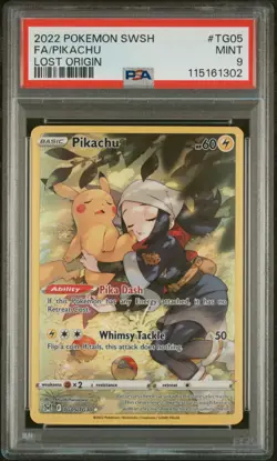 PIKACHU #TG05 FULL ART TRAINER GALLERY 2022 POKEMON SWSH LOST ORIGIN PSA 9 MINT - Image 1