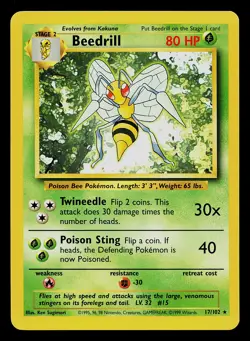 Pokemon Card - Beedrill Base Set 17/102 Rare - Image 1