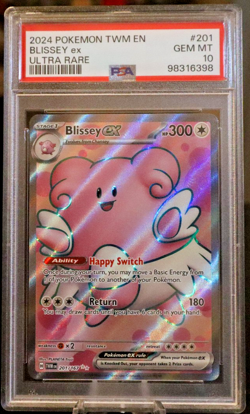 2024 POKEMON TWM EN-TWILIGHT MASQUERADE ULTRA RARE #201 BLISSEY EX PSA 10 - Image 1