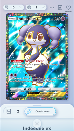 Indeedee Full Art, Pokemon TCG Pocket, English language, Mega-Rising - Image 1
