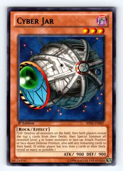 Yugioh Cyber Jar BP02-EN007 1st Edition Black Foil Rare - NM ?? - Image 1