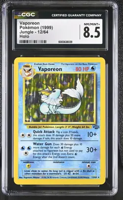 CGC 8.5 Vaporeon 1999 Jungle 12/64 Holo Pokemon Card - Image 1